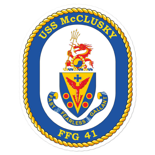 USS McClusky (FFG-41) Ship's Crest Vinyl Sticker