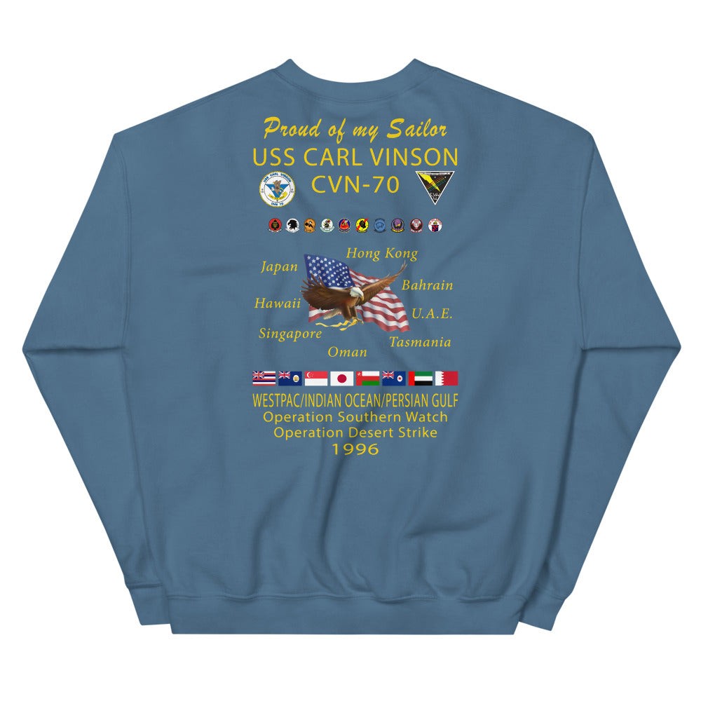 USS Carl Vinson (CVN-70) 1996 Cruise Sweatshirt - Family
