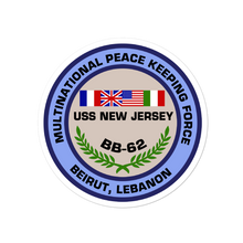 Load image into Gallery viewer, USS New Jersey (BB-62) Multi-National Peacekeeping Force Beirut Vinyl Sticker
