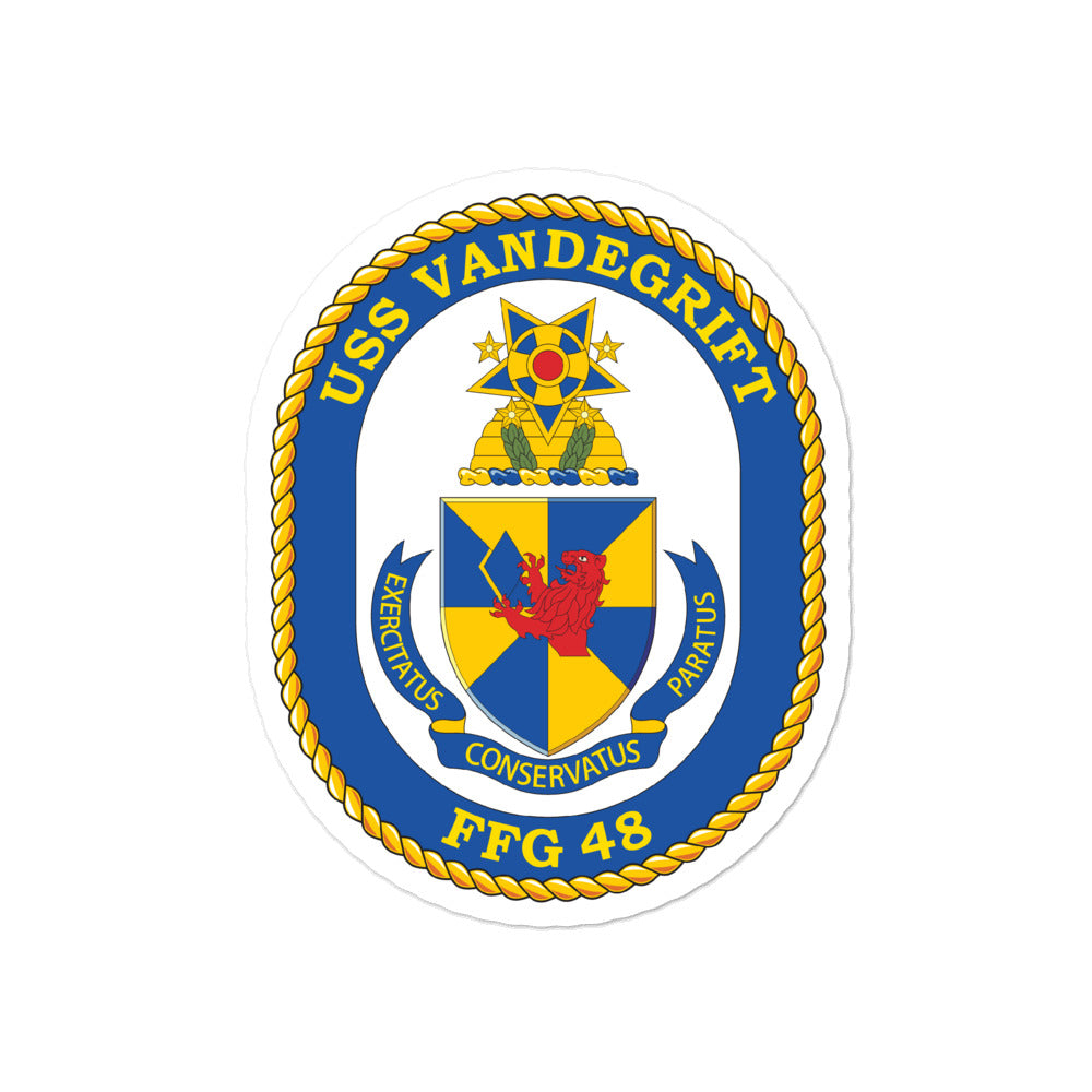 USS Vandergrift (FFG-48) Ship's Crest Vinyl Sticker
