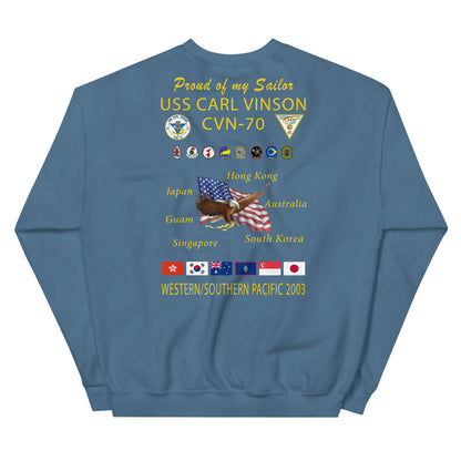 USS Carl Vinson (CVN-70) 2003 Cruise Sweatshirt - FAMILY
