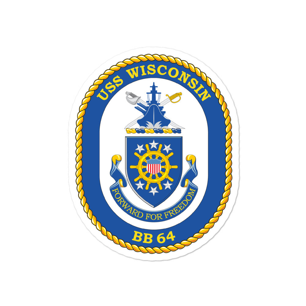USS Wisconsin (BB-64) Ship's Crest Vinyl Sticker