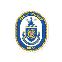 Load image into Gallery viewer, USS Wisconsin (BB-64) Ship&#39;s Crest Vinyl Sticker