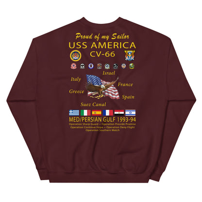 USS America (CV-66) 1993-94 Cruise Sweatshirt - FAMILY