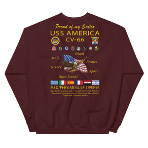 USS America (CV-66) 1993-94 Cruise Sweatshirt - FAMILY