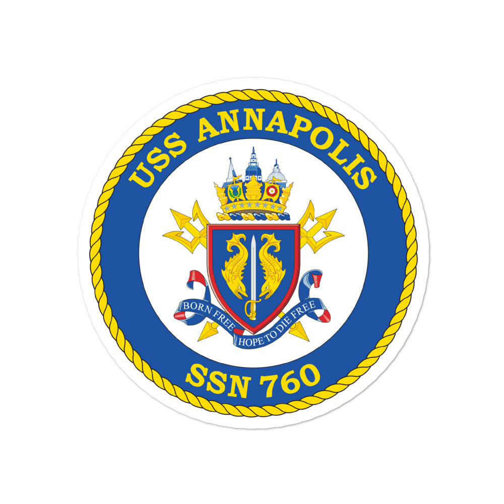 USS Annapolis (SSN-760) Ship's Crest Vinyl Sticker
