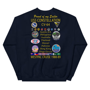 USS Constellation (CV-64) 1988-89 "Patched Out" Cruise Sweatshirt - FAMILY