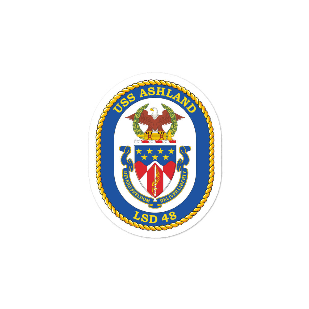 USS Ashland (LSD-48) Ship's Crest Vinyl Sticker
