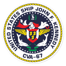 Load image into Gallery viewer, USS John F. Kennedy (CVA-67) Ship&#39;s Crest Vinyl Sticker