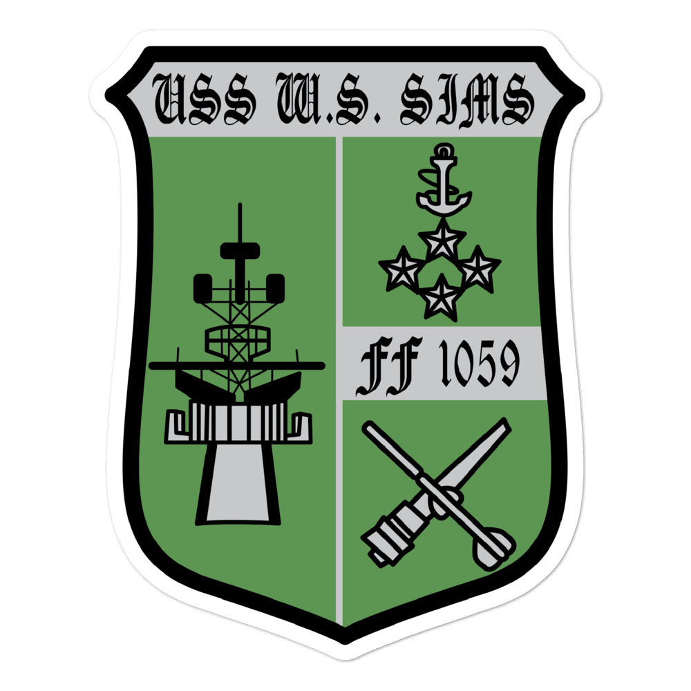USS Simms (FF-1059) Ship's Crest Vinyl Sticker
