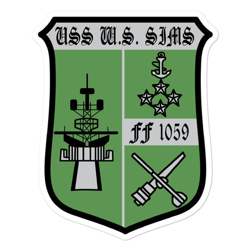 USS Simms (FF-1059) Ship's Crest Vinyl Sticker