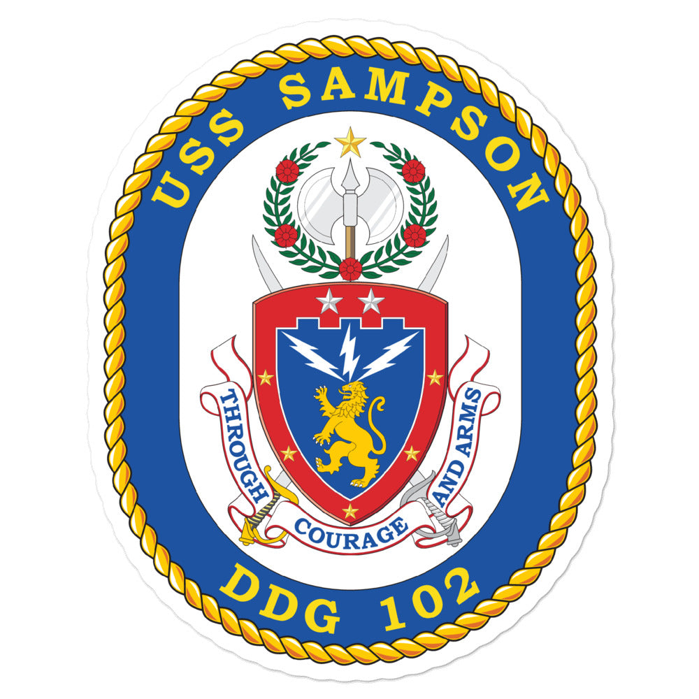 USS Sampson (DDG-102) Ship's Crest Vinyl Sticker