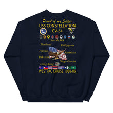 Load image into Gallery viewer, USS Constellation (CV-64) 1988-89 Cruise Sweatshirt - FAMILY