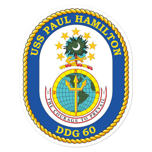 USS Paul Hamilton (DDG-60) Ship's Crest Vinyl Sticker