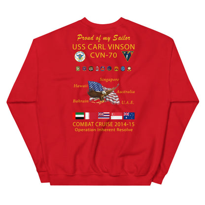 USS Carl Vinson (CVN-70) 2014-15 Cruise Sweatshirt - FAMILY