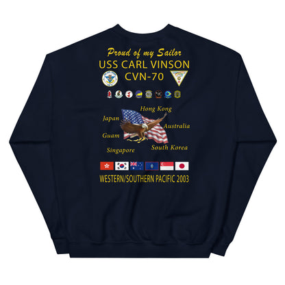 USS Carl Vinson (CVN-70) 2003 Cruise Sweatshirt - FAMILY