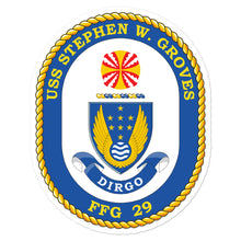 Load image into Gallery viewer, USS Stephen W. Groves (FFG-29) Ship&#39;s Crest Vinyl Sticker