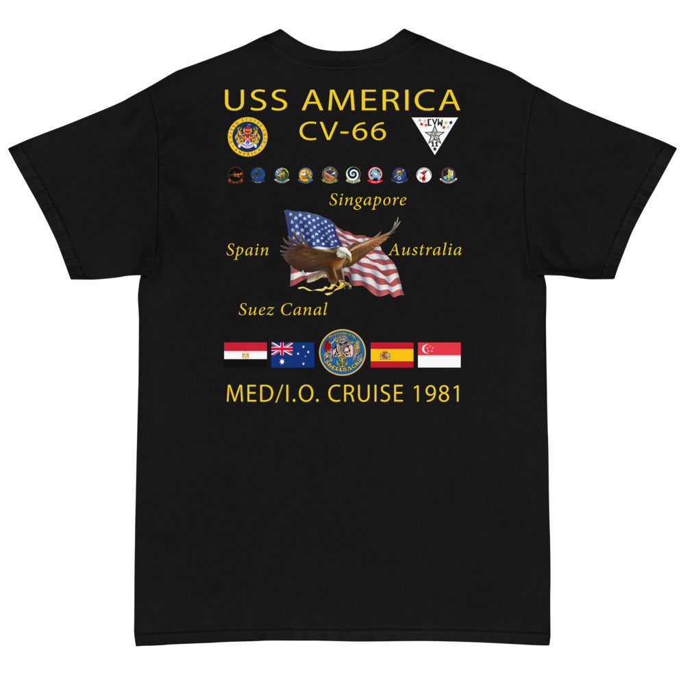 USS America (CV-66) 1981 Cruise Shirt - SIZES 4XL-5XL ONLY