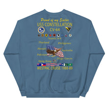 Load image into Gallery viewer, USS Constellation (CV-64) 1988-89 Cruise Sweatshirt - FAMILY