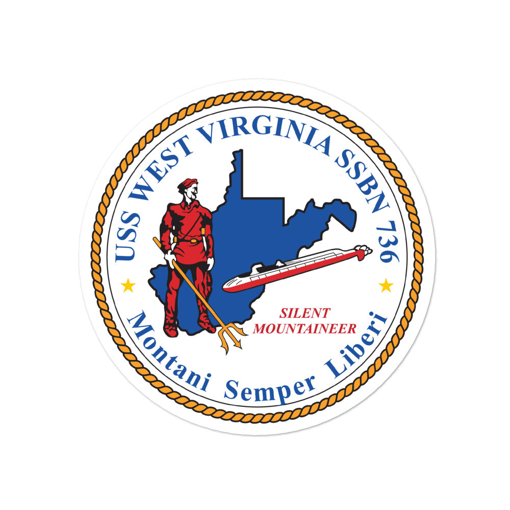 USS West Virginia (SSBN-736) Ship's Crest Vinyl Sticker