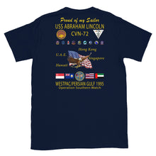 Load image into Gallery viewer, USS Abraham Lincoln (CVN-72) 1995 Cruise Shirt - FAMILY