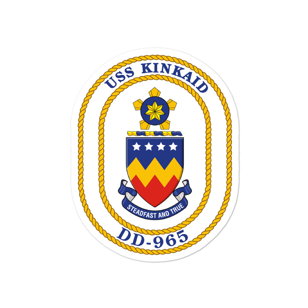USS Kinkaid (DD-965) Ship's Crest Vinyl Sticker