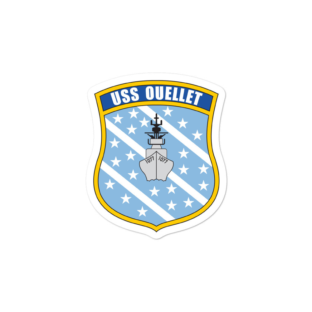 USS Ouellet (FF-1077) Ship's Crest Vinyl Sticker
