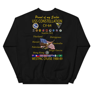 USS Constellation (CV-64) 1988-89 Cruise Sweatshirt - FAMILY