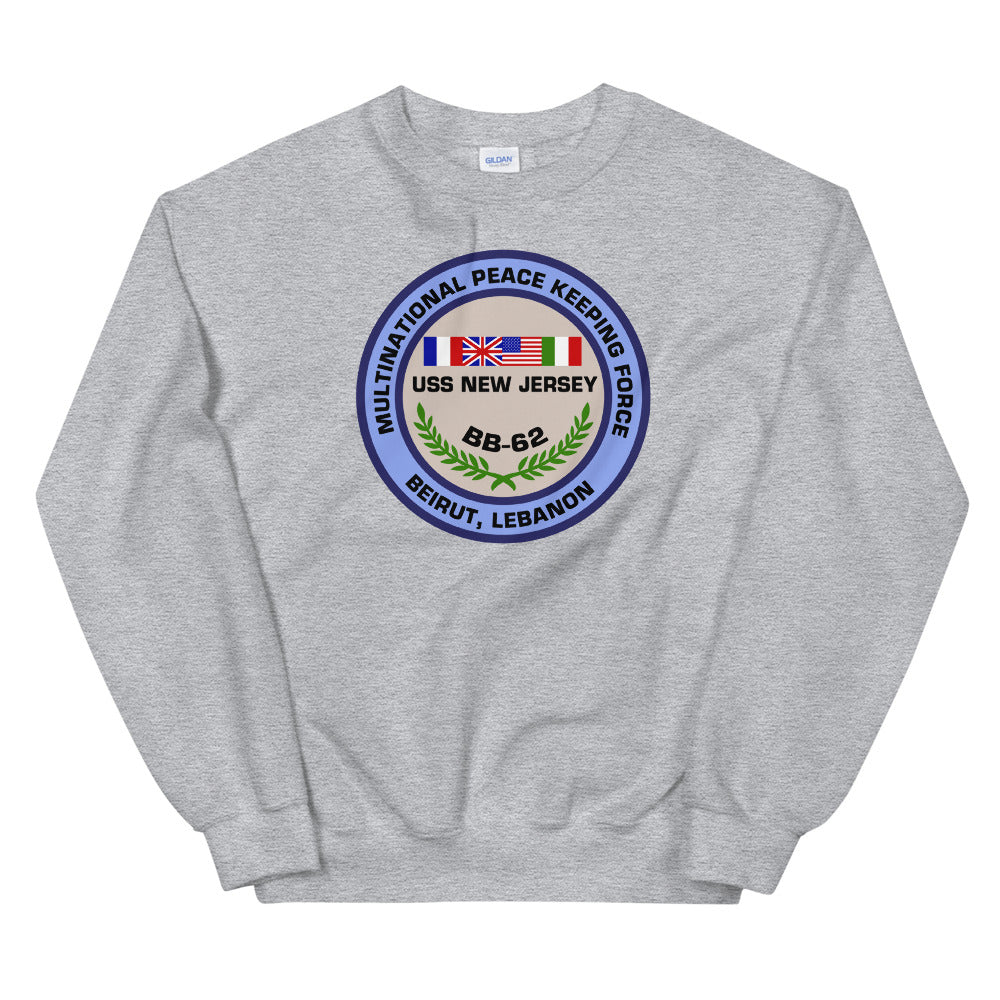 USS New Jersey (BB-62) Multi-National Peacekeeping Force Beirut Sweatshirt