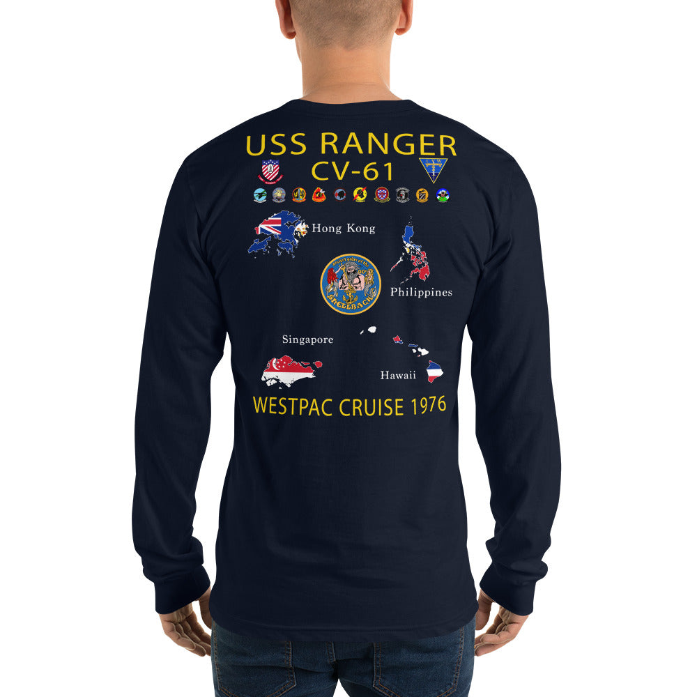 USS Ranger (CV-61) 1976 Long Sleeve Cruise Shirt - Map