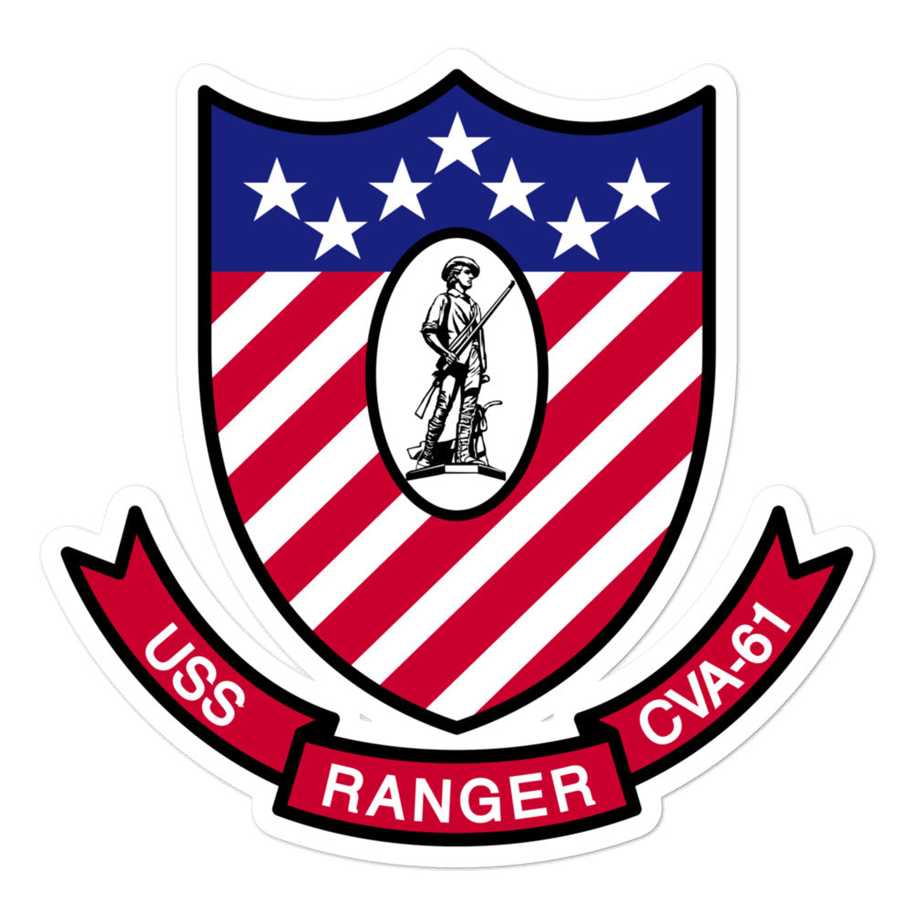 USS Ranger (CVA-61) Ship's Crest Vinyl Sticker
