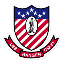 Load image into Gallery viewer, USS Ranger (CVA-61) Ship&#39;s Crest Vinyl Sticker
