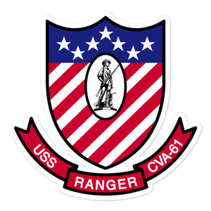 USS Ranger (CVA-61) Ship's Crest Vinyl Sticker