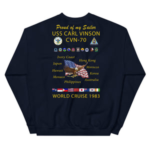 USS Carl Vinson (CVN-70) 1983 Cruise Sweatshirt - Family
