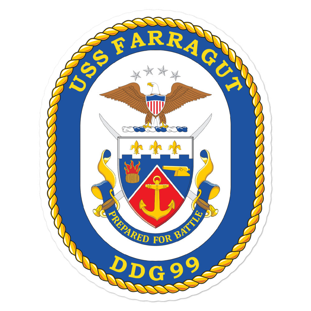 USS Farragut (DDG-99) Ship's Crest Vinyl Sticker