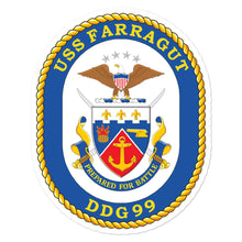 Load image into Gallery viewer, USS Farragut (DDG-99) Ship&#39;s Crest Vinyl Sticker