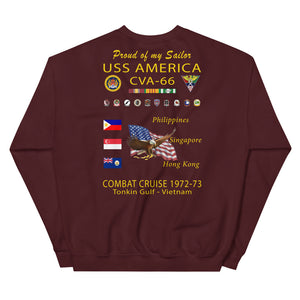 USS America (CVA-66) 1972-73 Cruise Sweatshirt - FAMILY