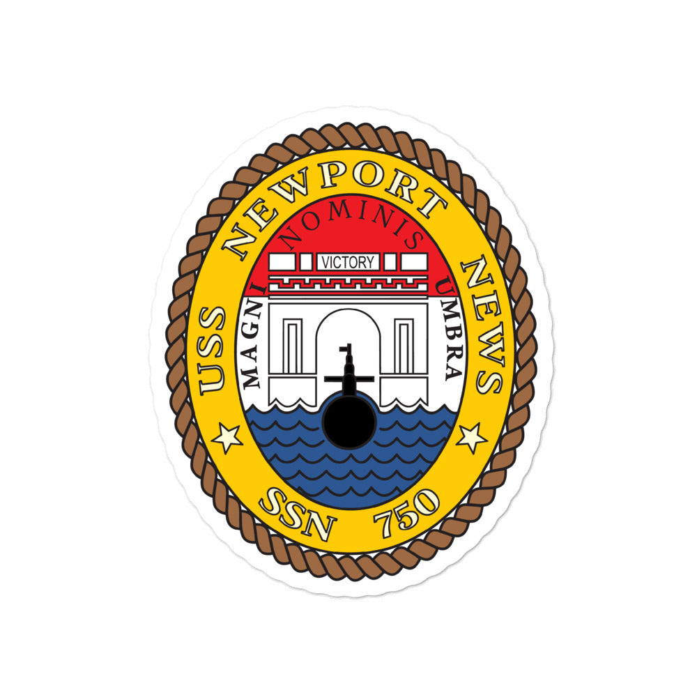 USS Newport News (SSN-750) Ship's Crest Vinyl Sticker