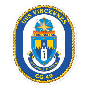 USS Vincennes (CG-49) Ship's Crest Vinyl Sticker