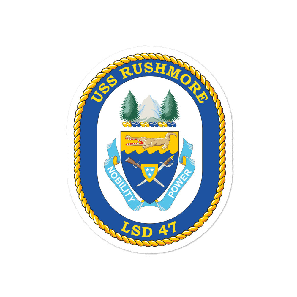 USS Rushmore (LSD-47) Ship's Crest Vinyl Sticker