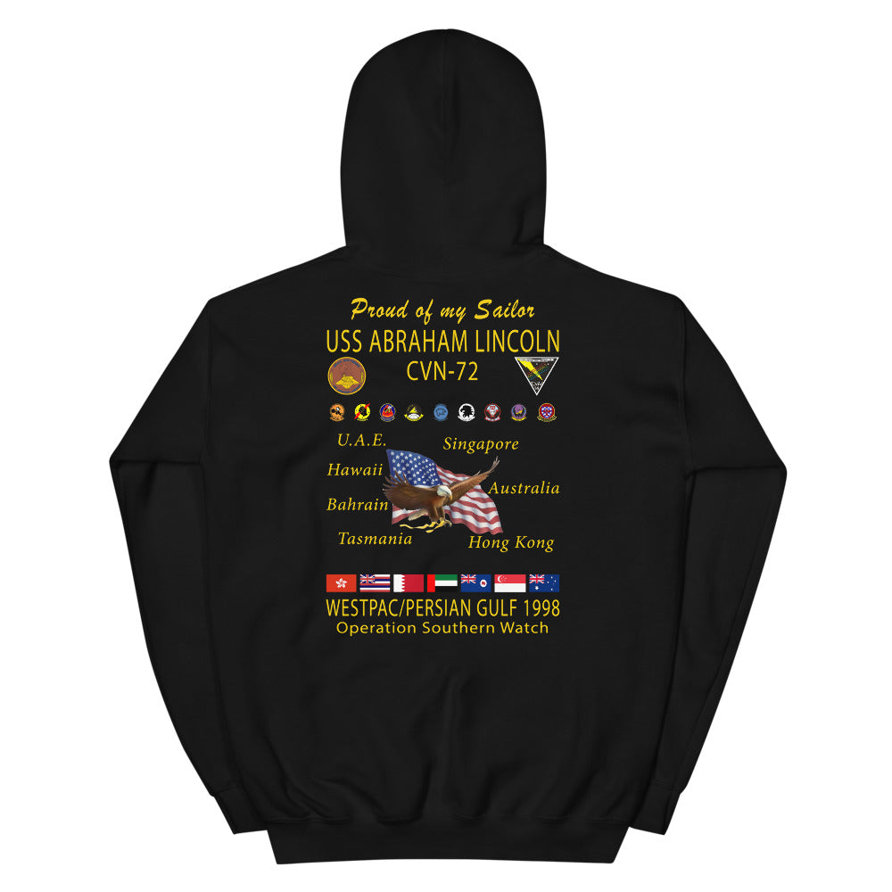 USS Abraham Lincoln (CVN-72) 1998 Cruise Hoodie - Family