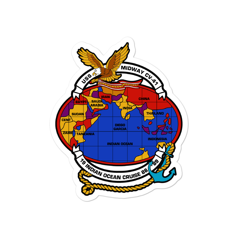 USS Midway (CV-41) Indian Ocean Cruise 1988-89 Vinyl Sticker