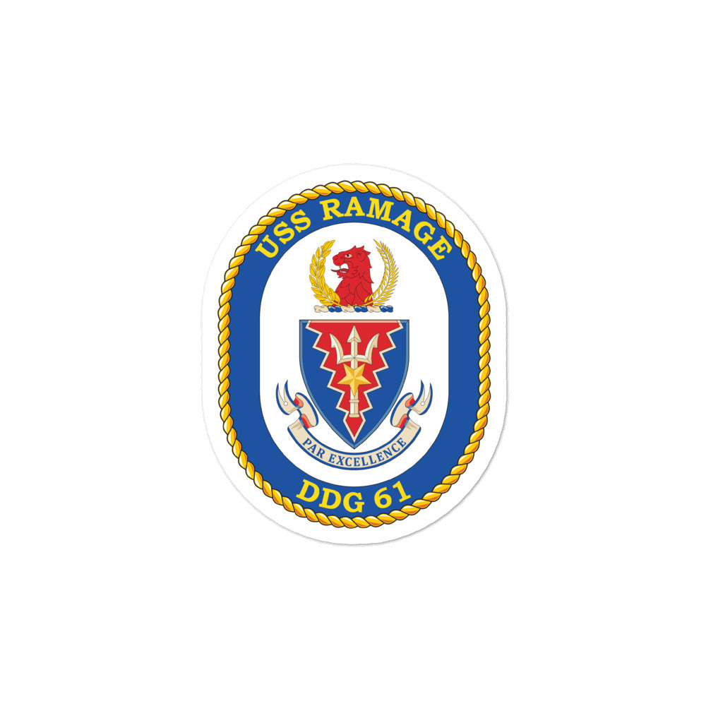 USS Ramage (DDG-61) Ship's Crest Vinyl Sticker