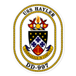 USS Hayler (DD-997) Ship's Crest Vinyl Sticker
