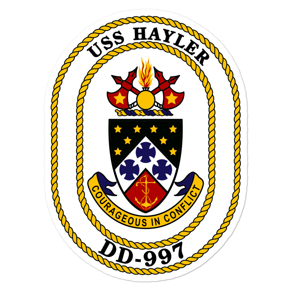 USS Hayler (DD-997) Ship's Crest Vinyl Sticker