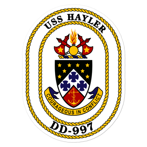 USS Hayler (DD-997) Ship's Crest Vinyl Sticker