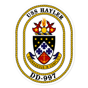 USS Hayler (DD-997) Ship's Crest Vinyl Sticker