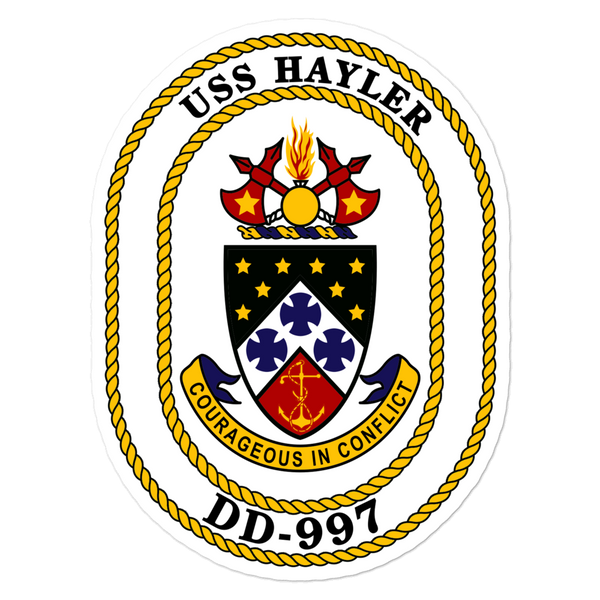 USS Hayler (DD-997) Ship's Crest Vinyl Sticker