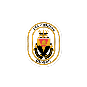 USS Cushing (DD-985) Ship's Crest Vinyl Sticker