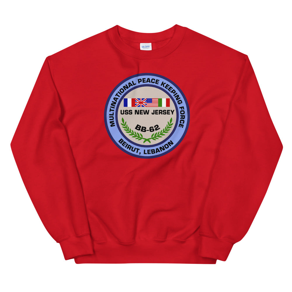 USS New Jersey (BB-62) Multi-National Peacekeeping Force Beirut Sweatshirt